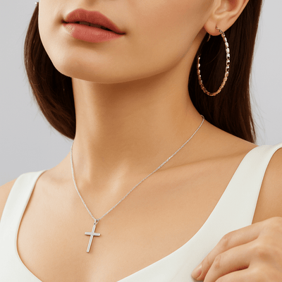 Silver Latin Cross Necklace 18 - inch - Guadalupe Gifts