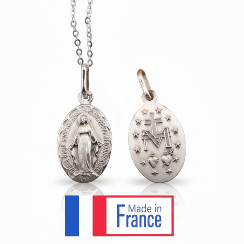 Silver Miraculous Medal Necklace 18" | France | Rue du Bac - Guadalupe Gifts