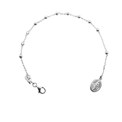 Silver Miraculous Medal Rosary Bracelet 7.5-inch - Guadalupe Gifts