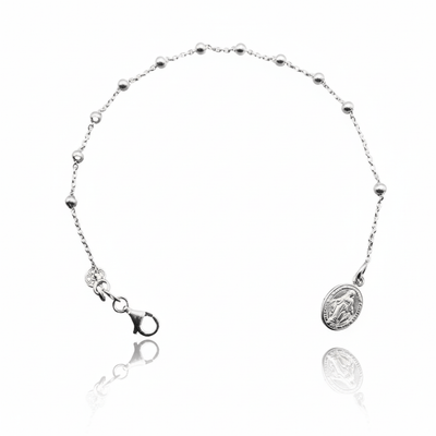 Silver Miraculous Medal Rosary Bracelet 7.5 - inch - Guadalupe Gifts