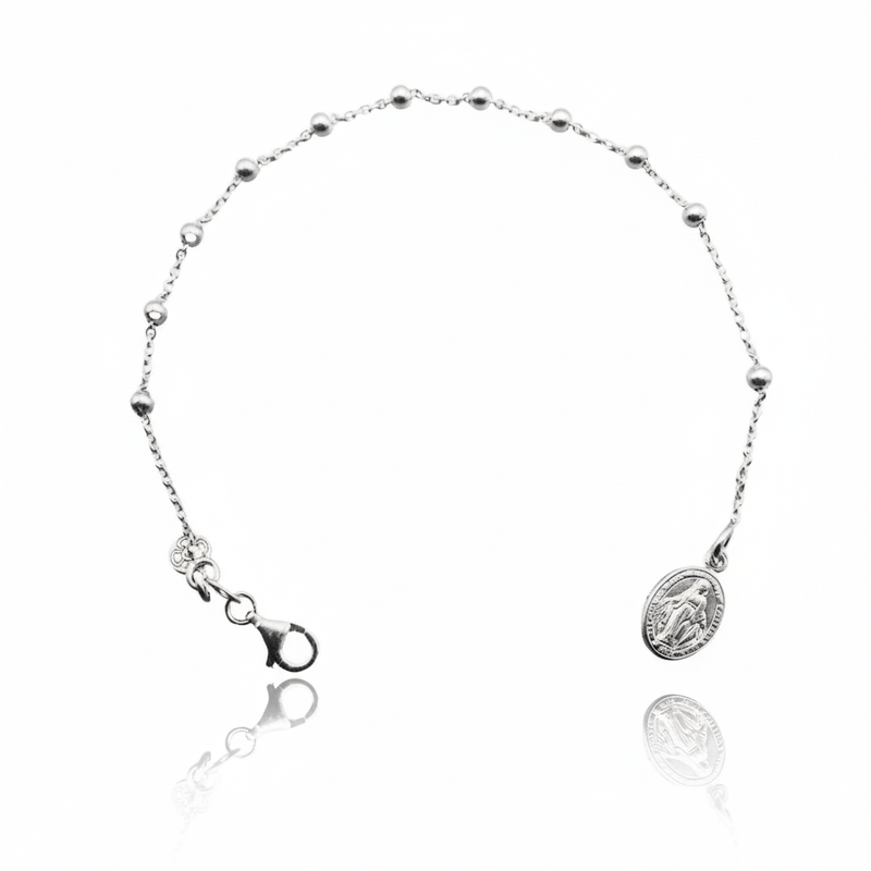 Silver Miraculous Medal Rosary Bracelet 7.5 - inch - Guadalupe Gifts