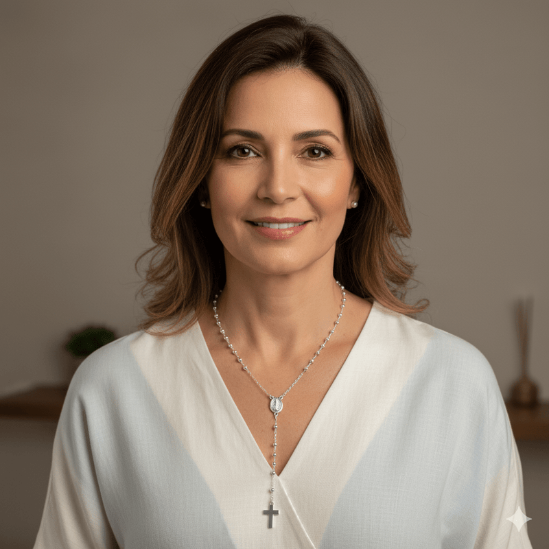 Silver Miraculous Medal Rosary Necklace 18 - inch - Guadalupe Gifts