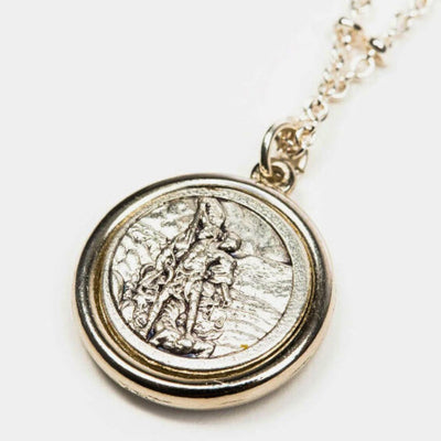 Silver - Plated Archangel Michael & Saint Christopher Protection Armor of Faith Necklace 26"+2 - Guadalupe Gifts