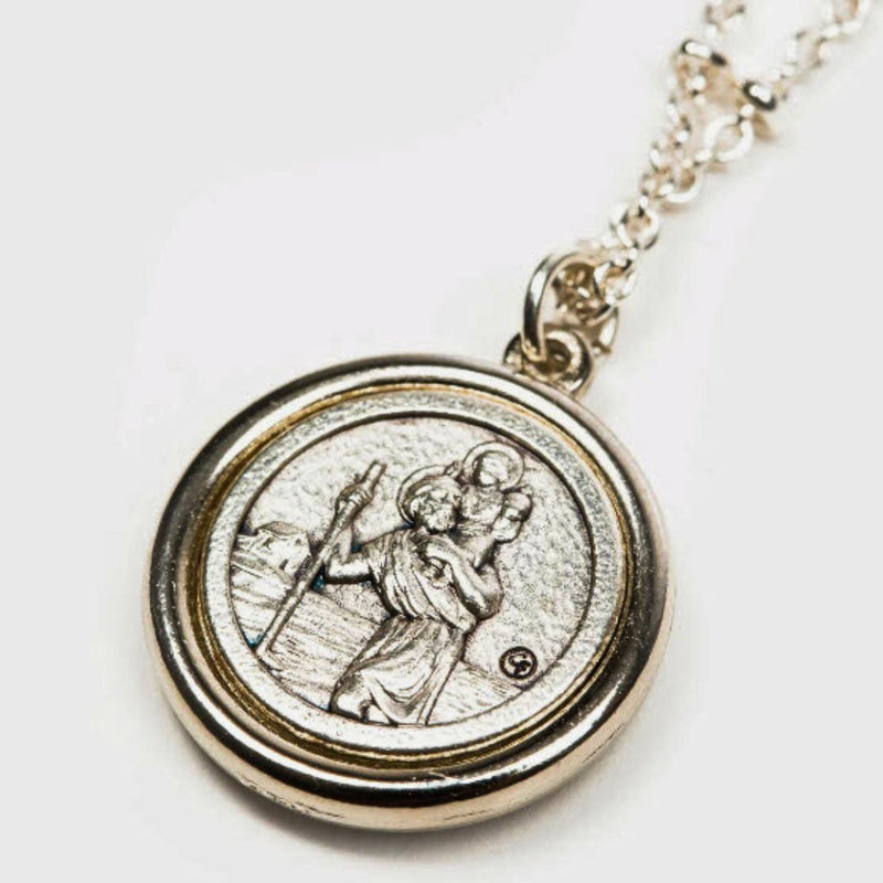 Silver - Plated Archangel Michael & Saint Christopher Protection Armor of Faith Necklace 26"+2 - Guadalupe Gifts