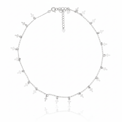 Silver - Plated Cross Charms Necklace 14.5 - inch - Guadalupe Gifts