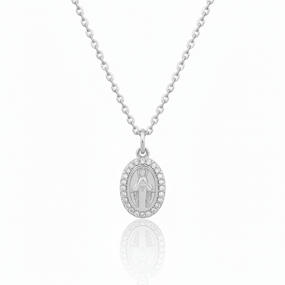 Silver - Plated Grace Zirconia Necklace 18 - inch - Guadalupe Gifts