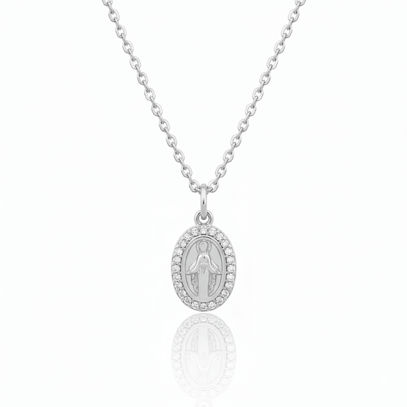 Silver - Plated Grace Zirconia Necklace 18 - inch - Guadalupe Gifts