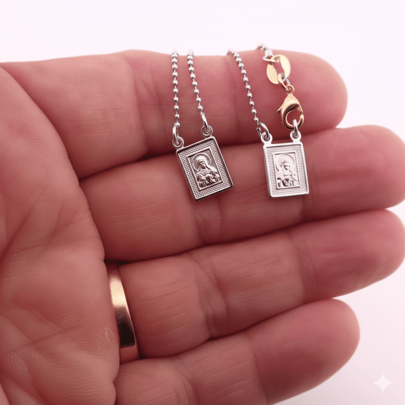 Silver - Plated Scapular Dainty Pendants Necklace for Girls & Boys 16 - inch - Guadalupe Gifts