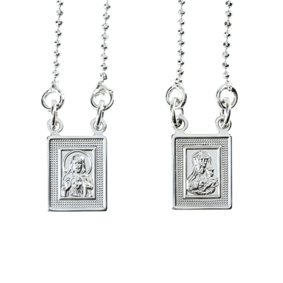 Silver - Plated Scapular Dainty Pendants Necklace (no clasp) 24 - inch - Guadalupe Gifts