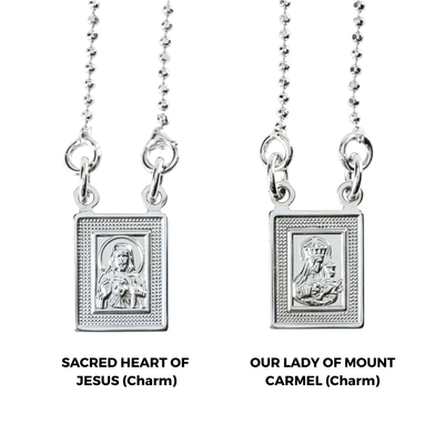 Silver - Plated Scapular Dainty Pendants Necklace (no clasp) 24 - inch - Guadalupe Gifts