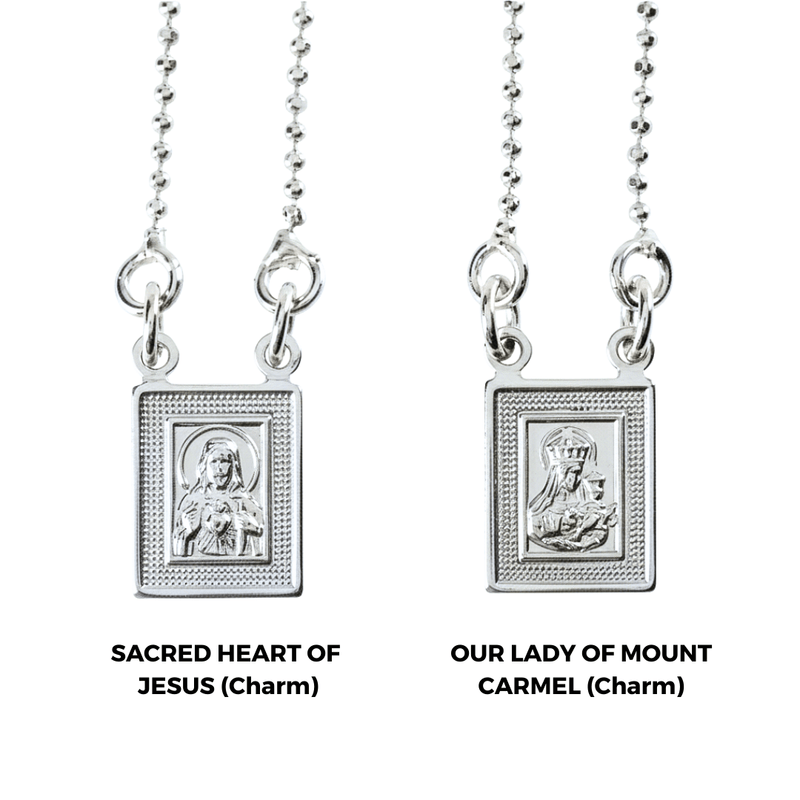 Silver - Plated Scapular Dainty Pendants Necklace (no clasp) 24 - inch - Guadalupe Gifts