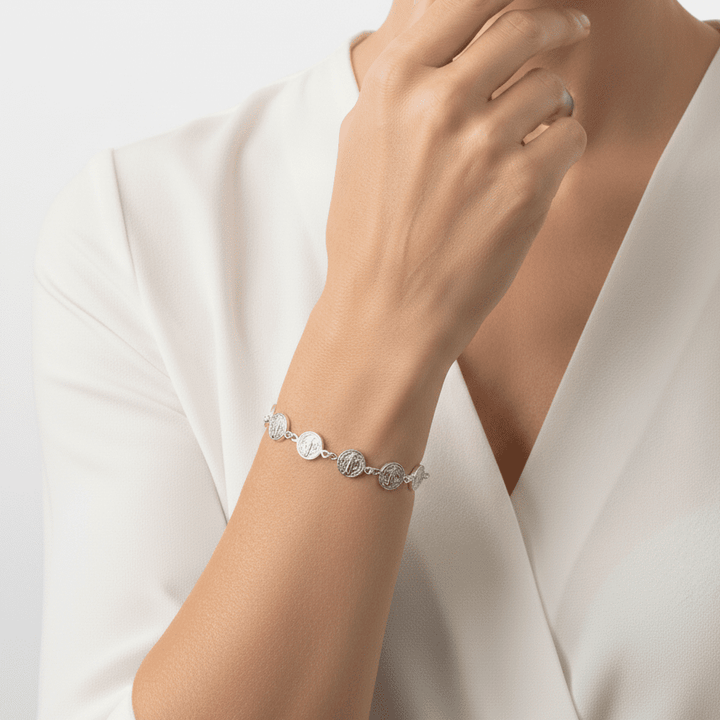 Bracciale San Benito – Argento 925 Con Dettagli Rossi – Protezione – Regolabile - Foto 5