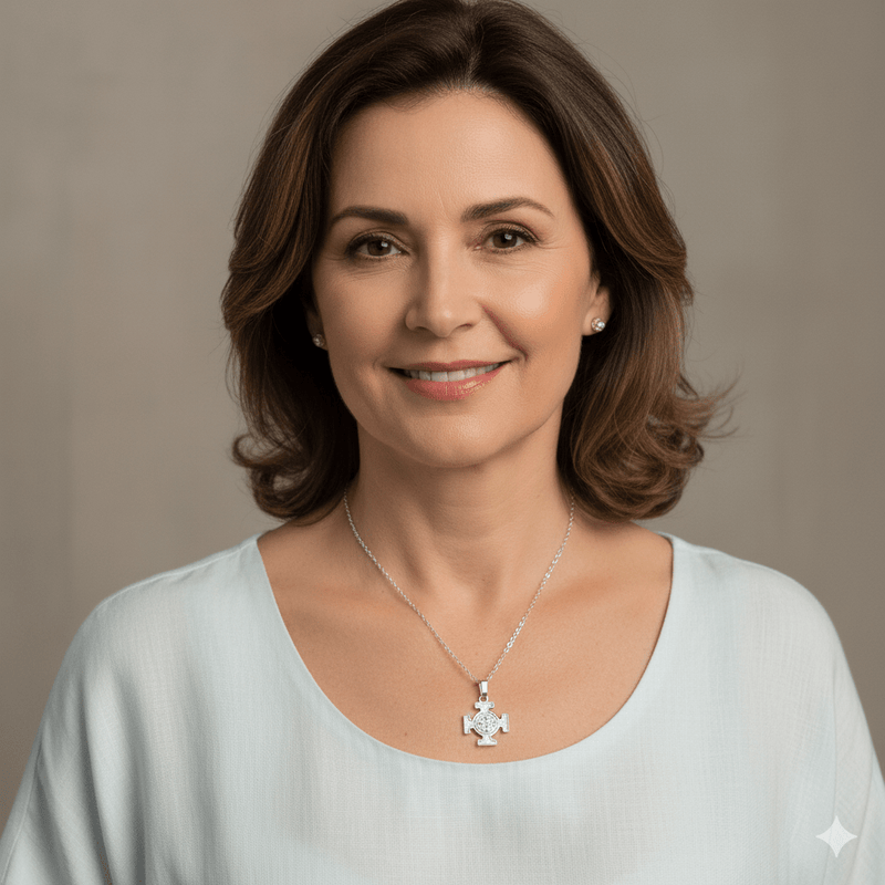 Silver Saint Benedict Medal Cross Necklace 18 - inch - Guadalupe Gifts