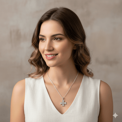 Silver Saint Benedict Medal Cross Necklace 18 - inch - Guadalupe Gifts