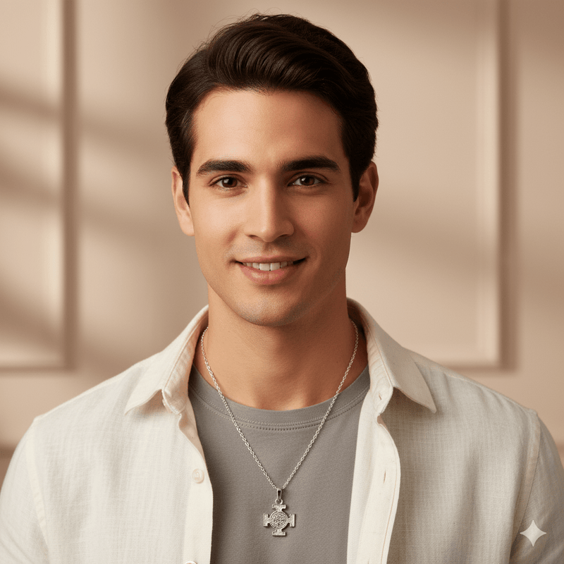 Silver Saint Benedict Medal Cross Necklace 18 - inch - Guadalupe Gifts