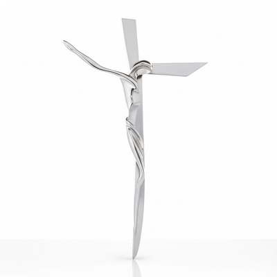 Silver Serpentine Wall Crucifix 18" - Guadalupe Gifts