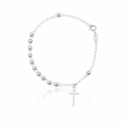 Silver Unisex Rosary Bracelet 7.5" - Guadalupe Gifts