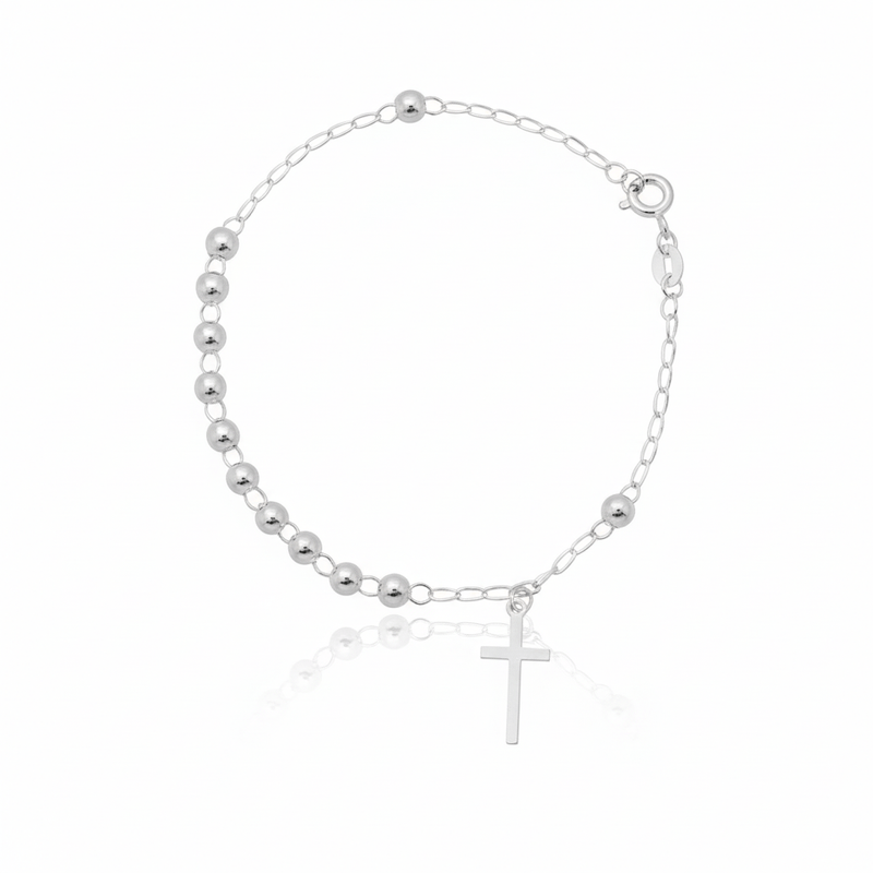 Silver Unisex Rosary Bracelet 7.5" - Guadalupe Gifts
