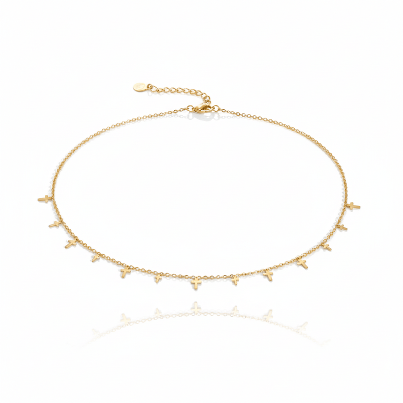 Stainless Steal Cross Charms Necklace 17 - inch - Guadalupe Gifts