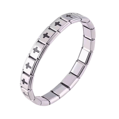 Stainless Steel Cross Charm Bracelet – Adjustable, Italian Design - Guadalupe Gifts