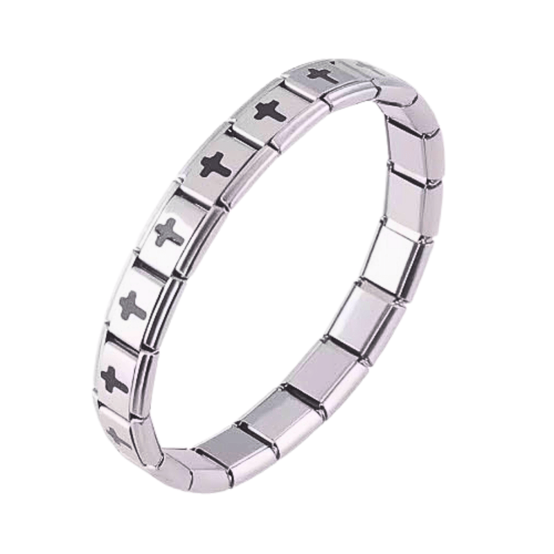Stainless Steel Cross Charm Bracelet – Adjustable, Italian Design - Guadalupe Gifts
