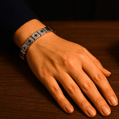 Stainless Steel Cross Charm Bracelet – Adjustable, Italian Design - Guadalupe Gifts