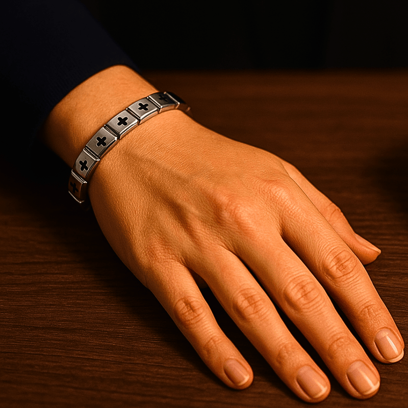 Stainless Steel Cross Charm Bracelet – Adjustable, Italian Design - Guadalupe Gifts