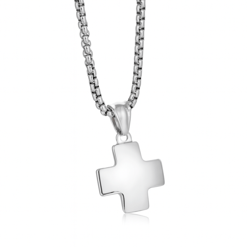 Stainless Steel Greek Cross Necklace 24" - Guadalupe Gifts