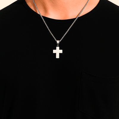 Stainless Steel Greek Cross Necklace 24" - Guadalupe Gifts