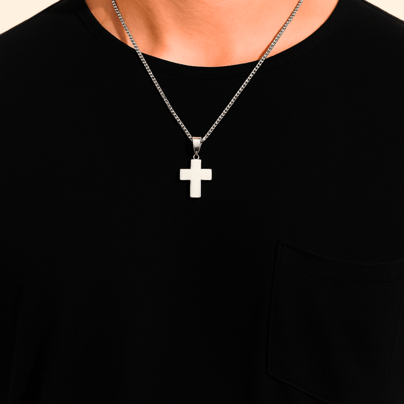 Stainless Steel Greek Cross Necklace 24" - Guadalupe Gifts