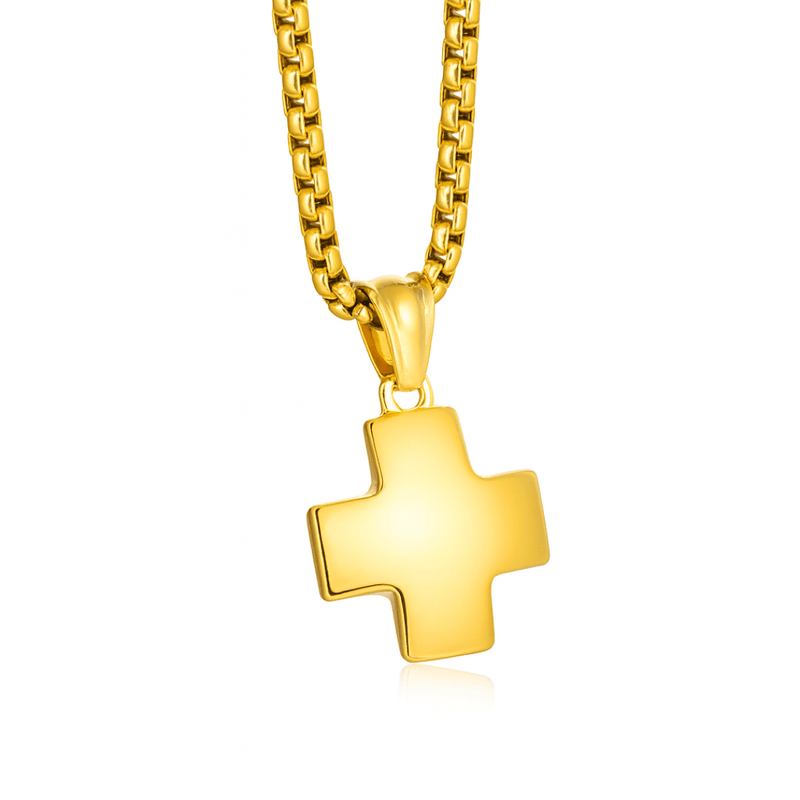 Stainless Steel Greek Cross Necklace 24" - Guadalupe Gifts