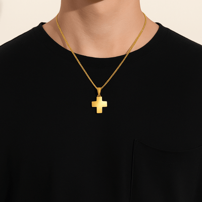 Stainless Steel Greek Cross Necklace 24" - Guadalupe Gifts