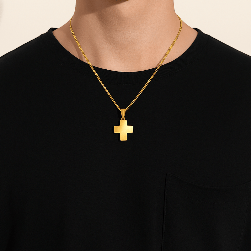 Stainless Steel Greek Cross Necklace 24" - Guadalupe Gifts