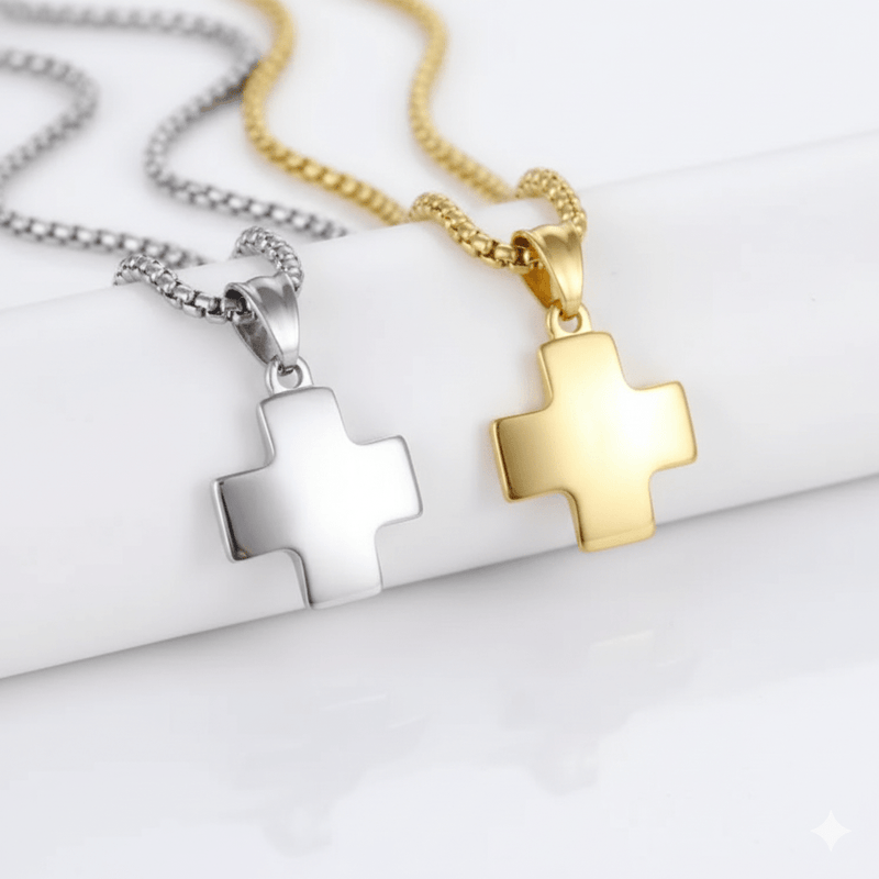 Stainless Steel Greek Cross Necklace 24" - Guadalupe Gifts