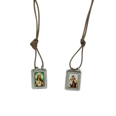 Stainless Steel Scapular Charm Necklace 16-inch (adjustable cord) - Guadalupe Gifts