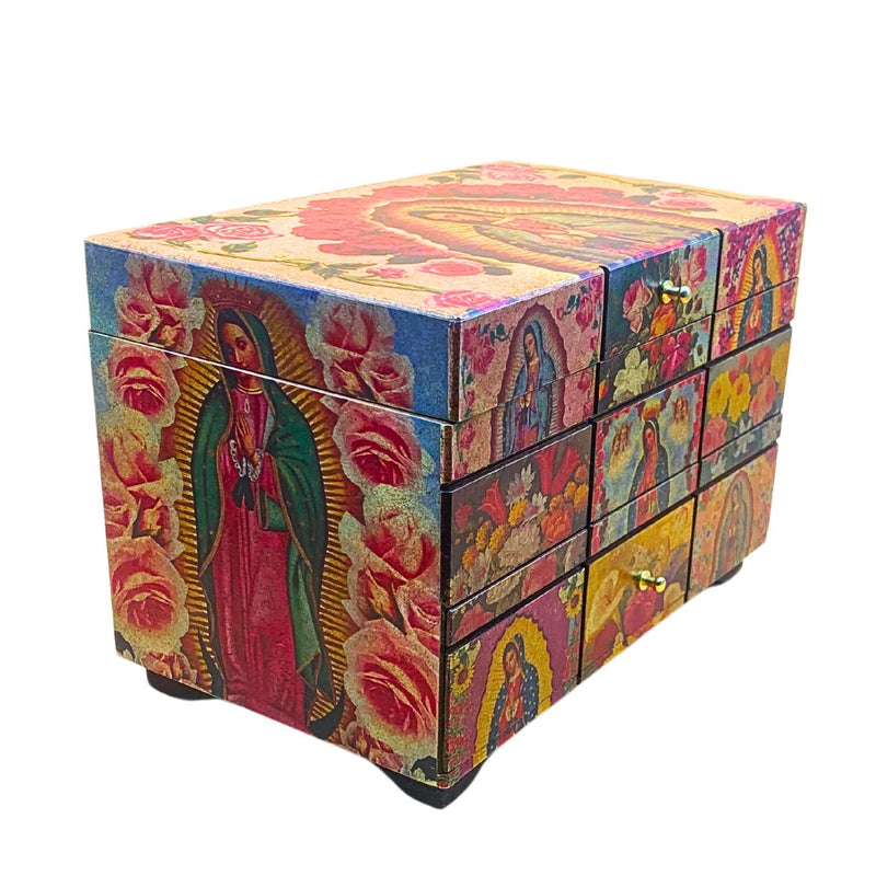 Wood Jewelry Box, Guadalupe 6.5" x 9.75" x 6" - Guadalupe Gifts