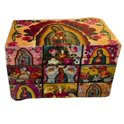 Wood Jewelry Box, Guadalupe 6.5" x 9.75" x 6" - Guadalupe Gifts