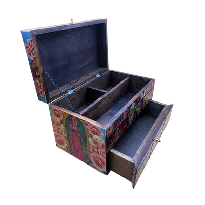 Wood Jewelry Box, Guadalupe 6.5" x 9.75" x 6" - Guadalupe Gifts