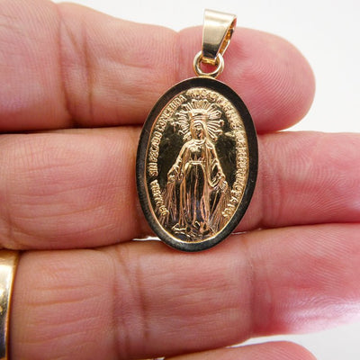 14k Gold Miraculous Medal Large Pendant - Guadalupe Gifts