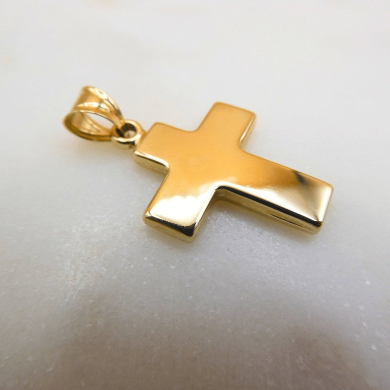 14k Gold Polished Cross Pendant 0.7" X 0.9" - Guadalupe Gifts