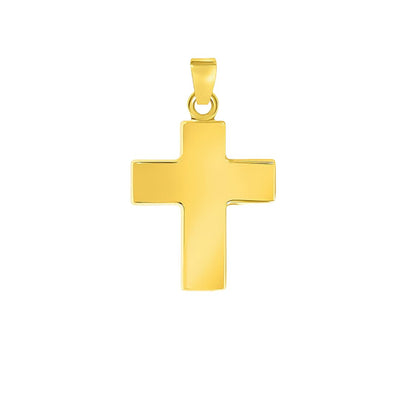 14k Gold Polished Cross Pendant 0.8" X 1.1" - Guadalupe Gifts