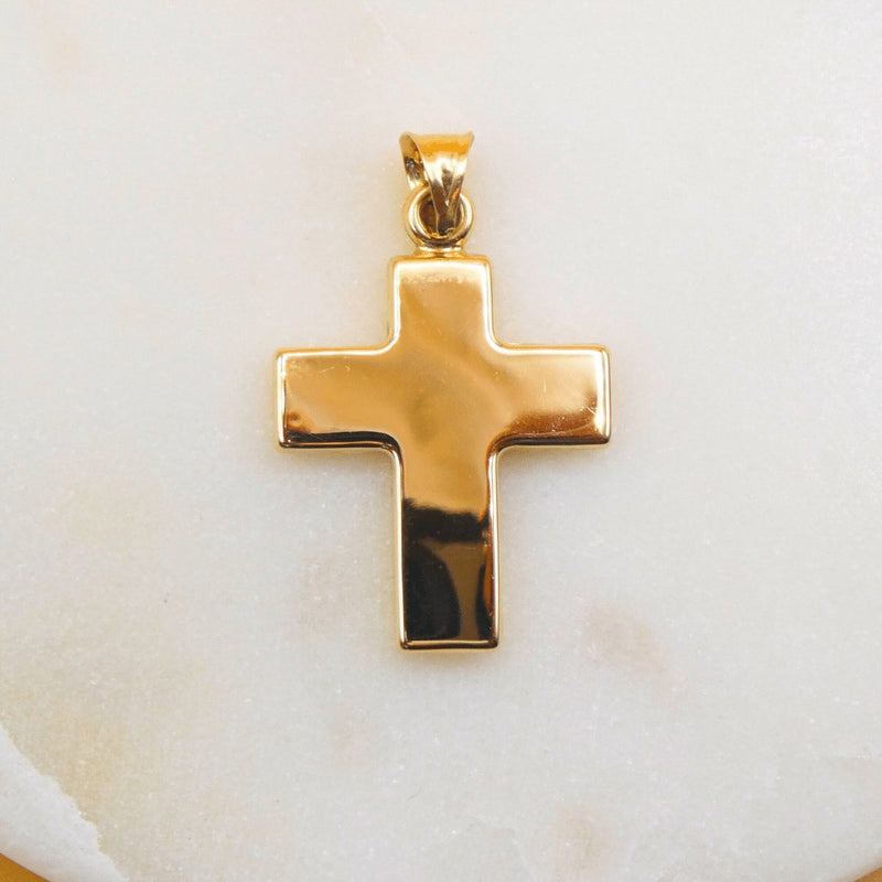 14k Gold Polished Cross Pendant 0.8" X 1.1" - Guadalupe Gifts