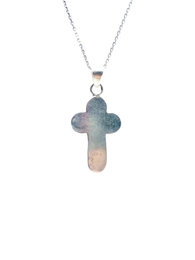 Clover Cross Necklace w/ Pressed Flowers - Guadalupe Gifts
