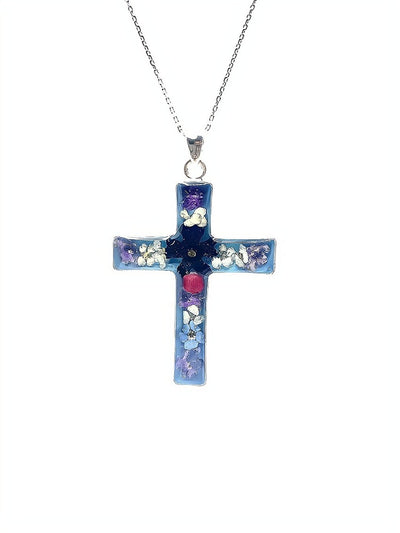 Cross Pendant w/ Pressed Flowers II - Guadalupe Gifts