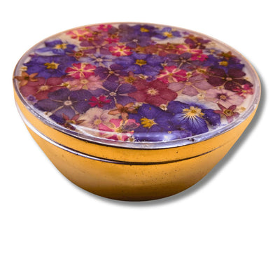 Flower Tin Box Case 4.3" x 1.75" x 3.6" - Guadalupe Gifts