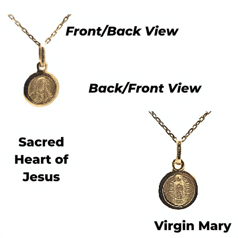 Gold Basilica Round Mini Scapular Pendant Necklace - Guadalupe Gifts