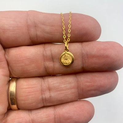 Gold Basilica Round Mini Scapular Pendant Necklace - Guadalupe Gifts