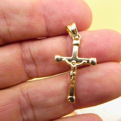 Gold Crucifix Cross Pendant 0.7" X 1" - Guadalupe Gifts