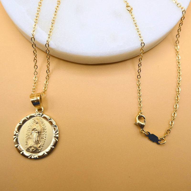 Gold Guadalupe Floral Pendant Necklace | Full Body - Guadalupe Gifts