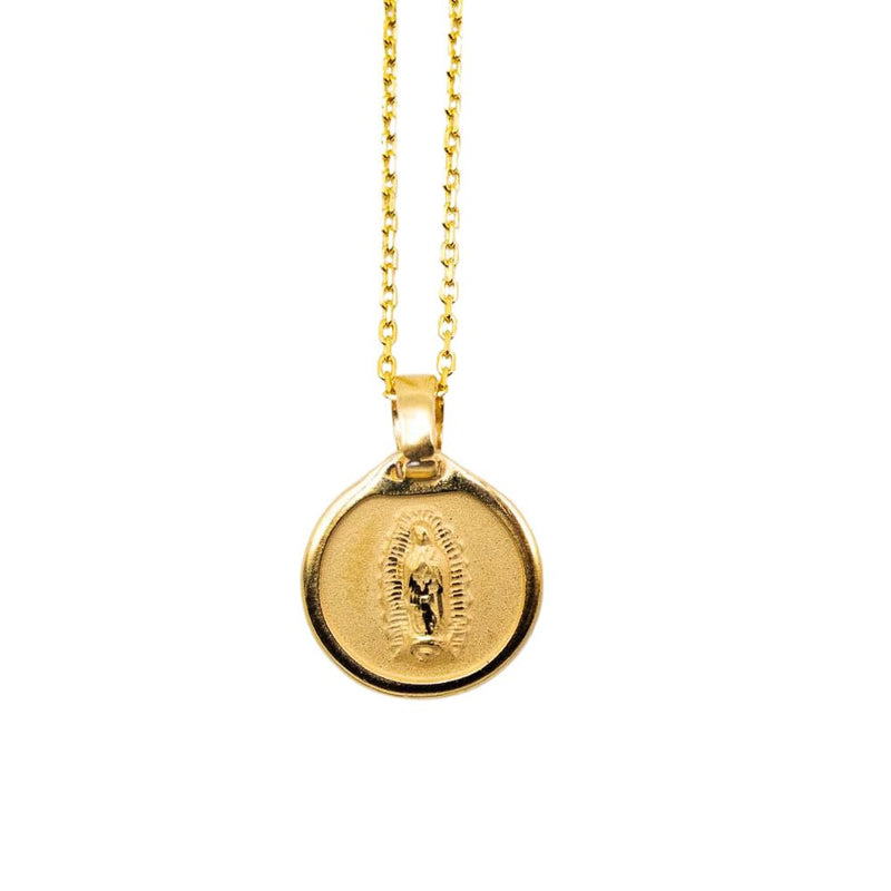 Gold Guadalupe Matte Round Necklace - Guadalupe Gifts